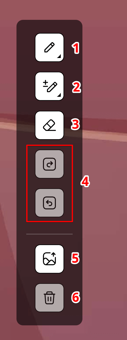 Панель элементов для рисования на полотне